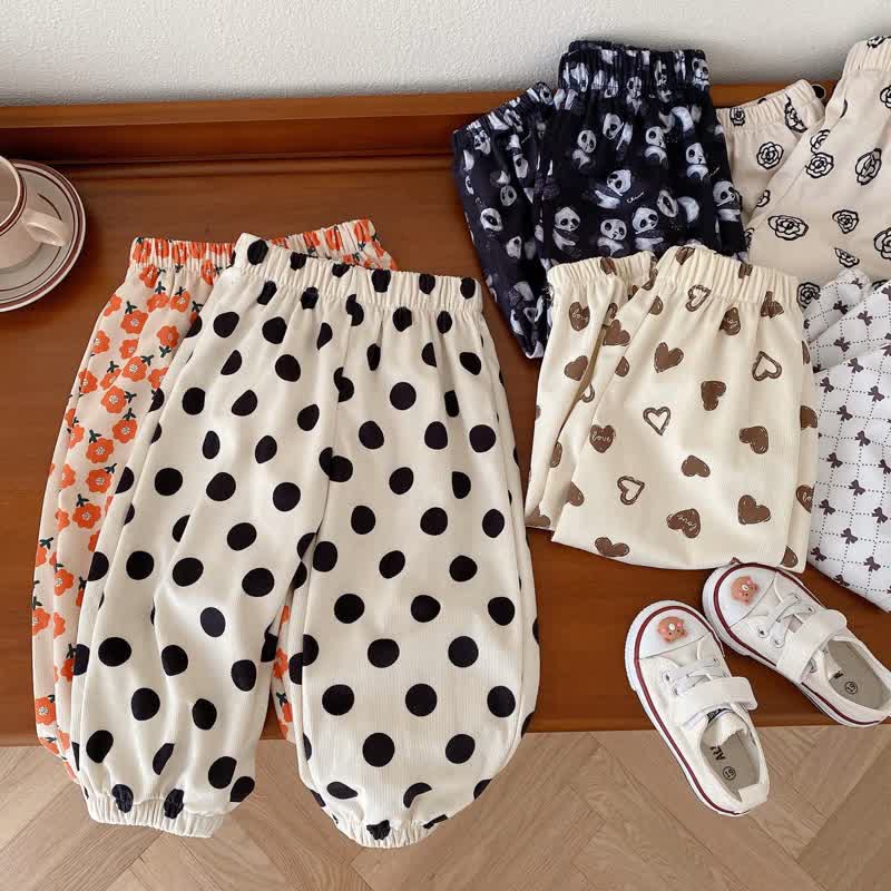 Toddler Lovely Panda Dots Flower Pants