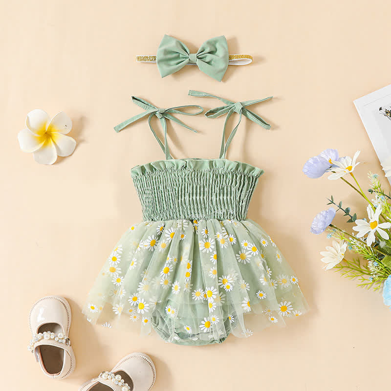 Baby Daisy Skirted Bodysuit with Headband