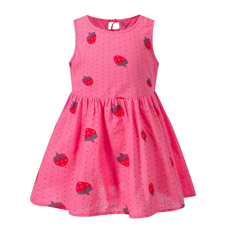 Toddler Girl Dots Strawberry Sleeveless Dress