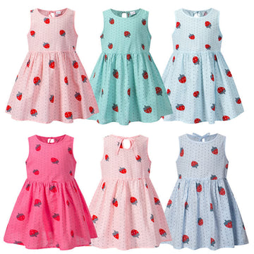 Toddler Girl Dots Strawberry Sleeveless Dress