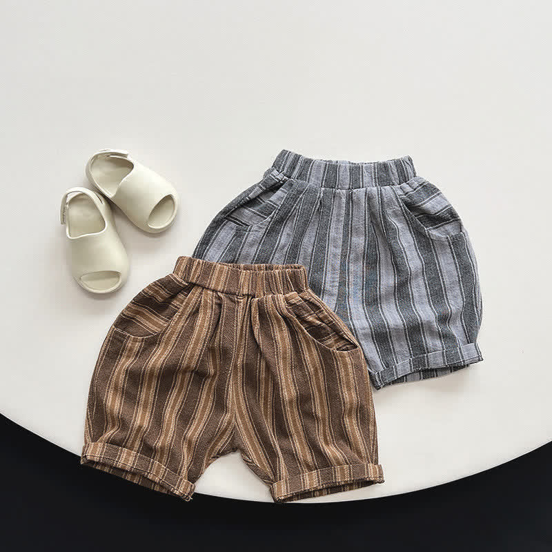 Toddler Boy Vertical Striped Loose Shorts