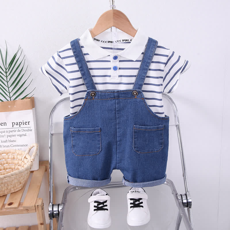 Toddler 2-Piece Lovely Striped Denim Set