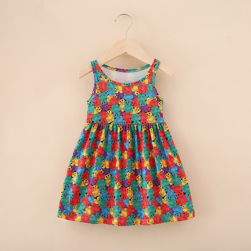 Toddler Girl Multicolor Bear Sleeveless Dress