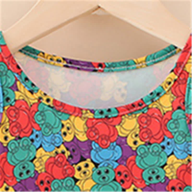 Toddler Girl Multicolor Bear Sleeveless Dress