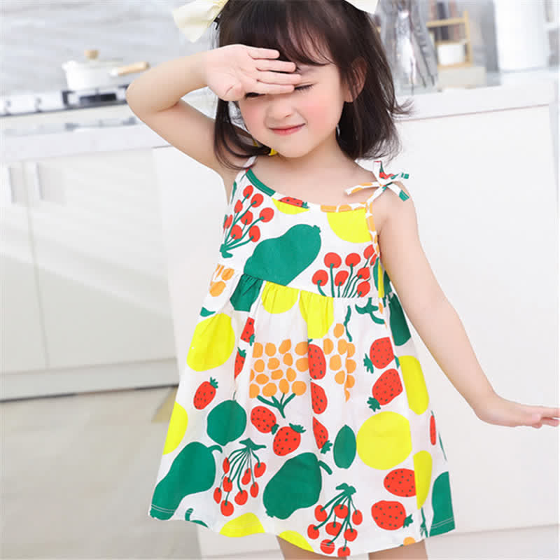 Toddler Girl Multicolor Fruit Suspenders Dress