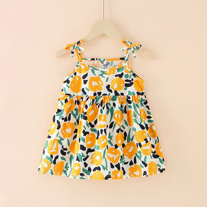 Toddler Girl Yellow Orange Suspenders Dress