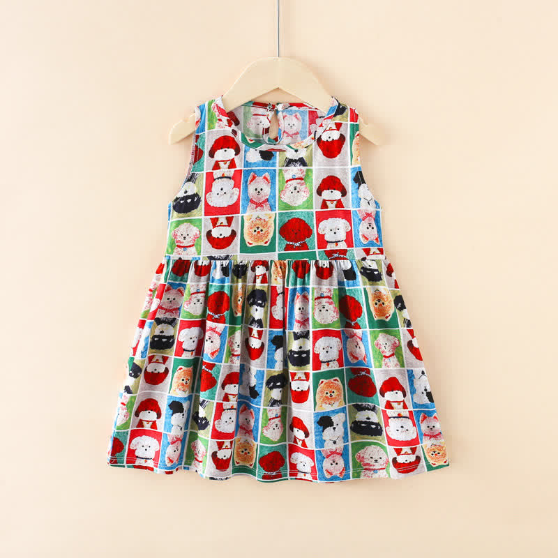 Toddler Girl Cartoon Various Dog Dress