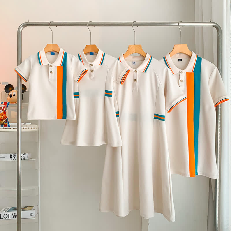 Family Matching Apricot Polo T-shirt Dress