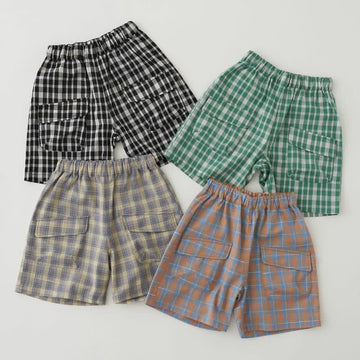 Toddler Loose Plaid Pocket Shorts