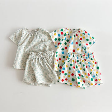 Toddler 2-Piece Flower Colorful Dots Set