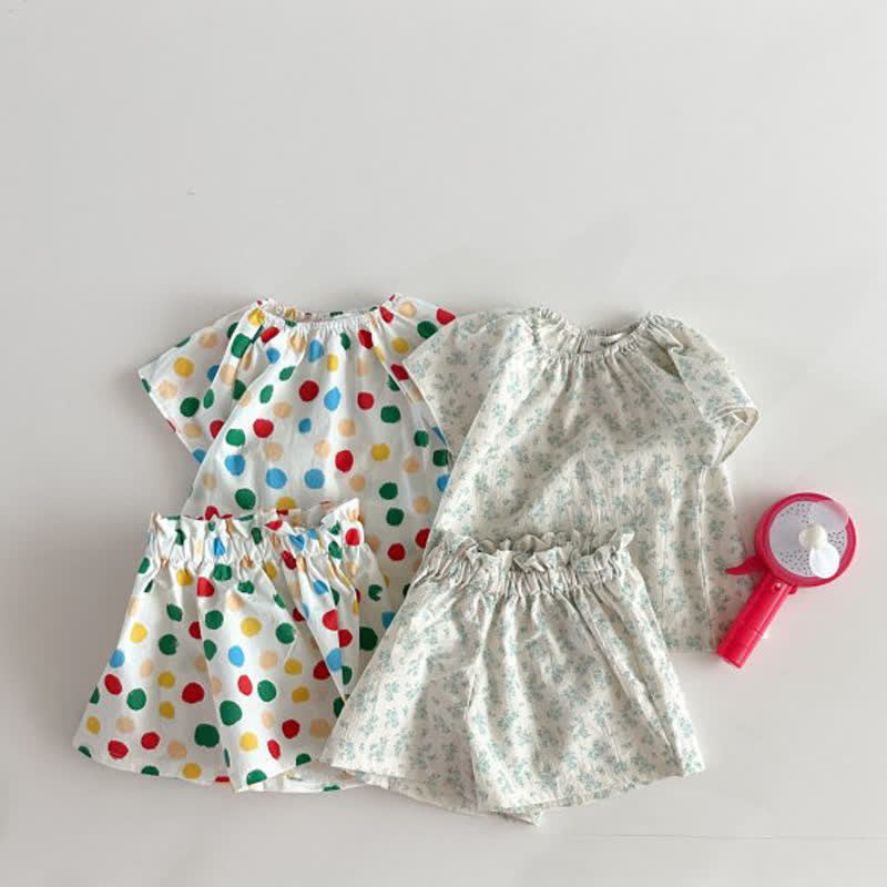 Toddler 2-Piece Flower Colorful Dots Set