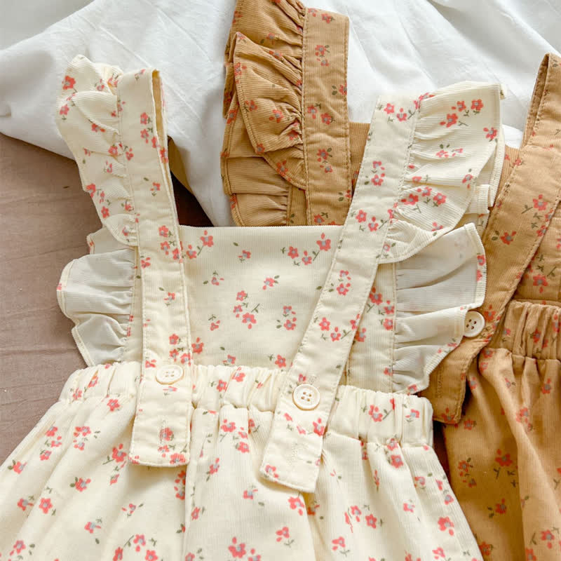 Baby Girl Flower Ruffled Lovely Overalls