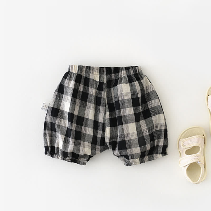 Baby Black Plaid Smile Shorts