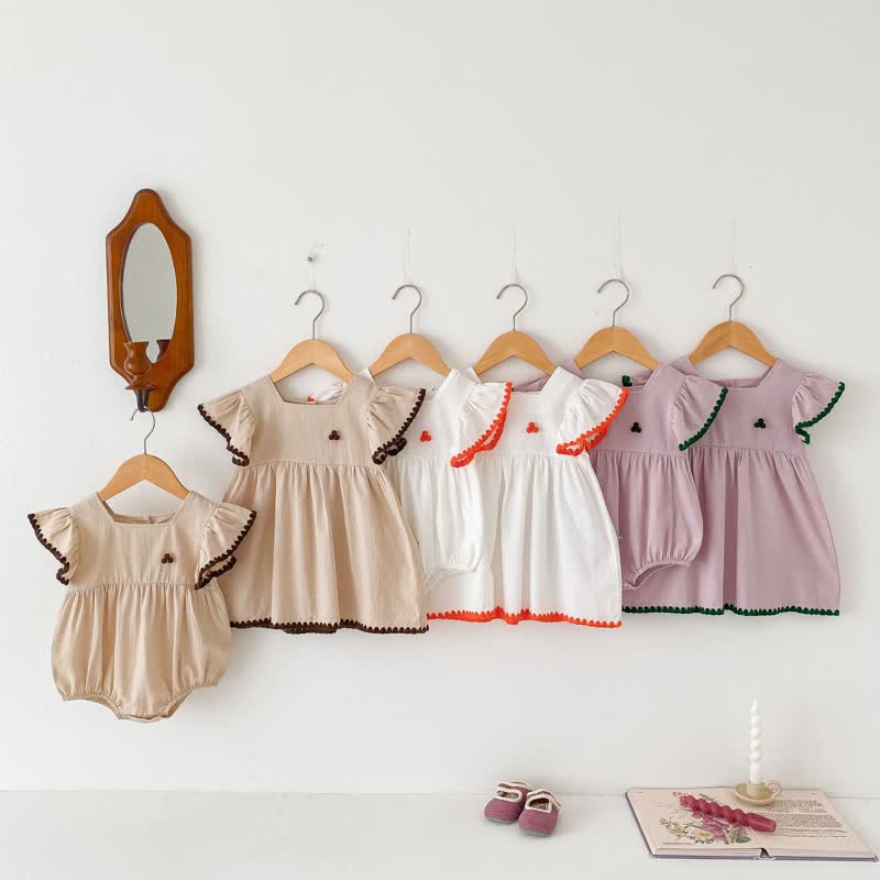 Baby Girl Ruffled Simple Bodysuit/Dress