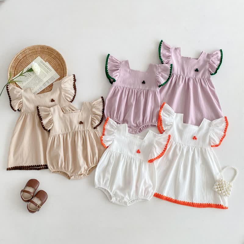 Baby Girl Ruffled Simple Bodysuit/Dress