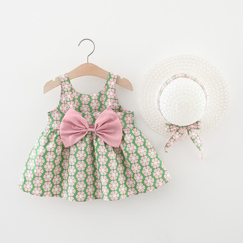 Baby Toddler Flower Bow Dress with Hat