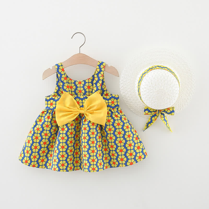 Baby Toddler Flower Bow Dress with Hat