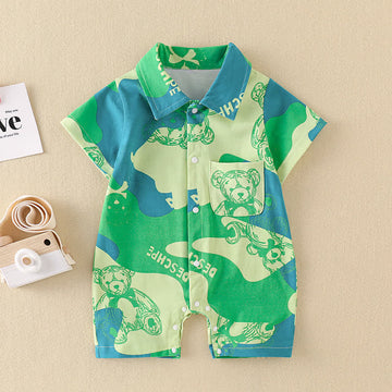 DESCHPE Baby Boy Green Bear Romper