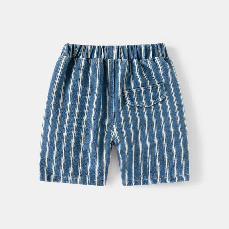 Toddler Vertical Striped Blue Denim Shorts