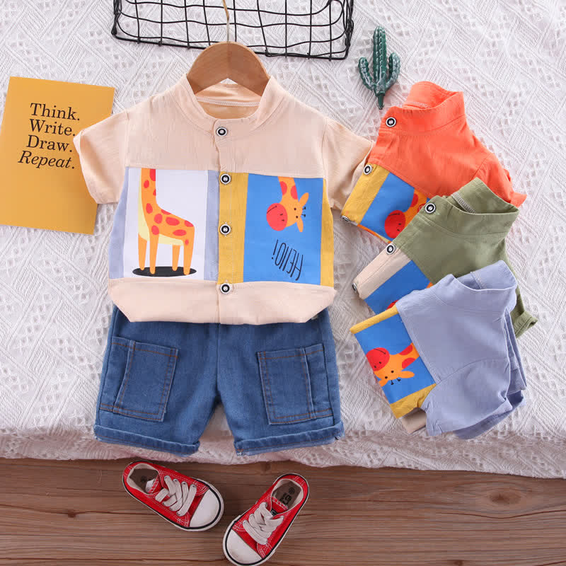 HELLO! Baby 2-Piece Giraffe Denim Set