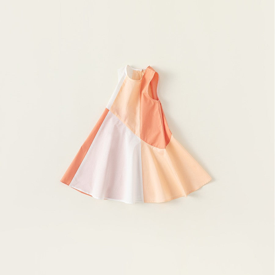 Toddler Girl Orange Color Block Dress