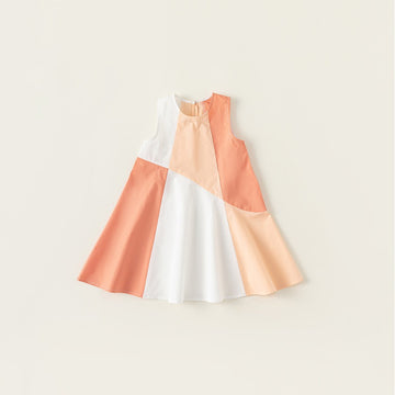 Toddler Girl Orange Color Block Dress