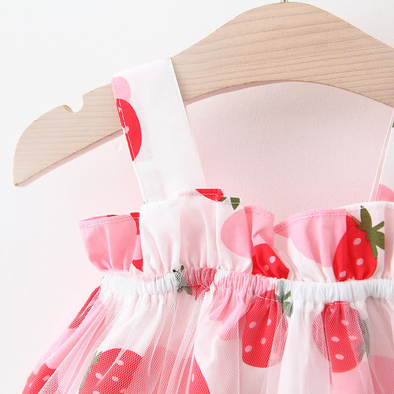 Baby Strawberry Mesh Dress with Hat