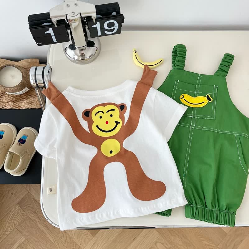 Baby Toddler Banana Overalls Monkey Tee