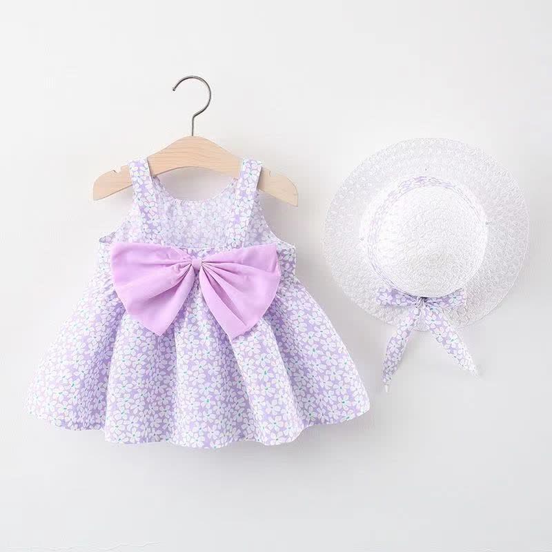 Baby Daisy Bowknot Summer Dress with Hat