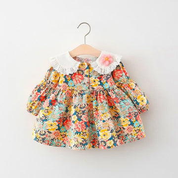 Baby Flower Garden Lapel Collar Dress