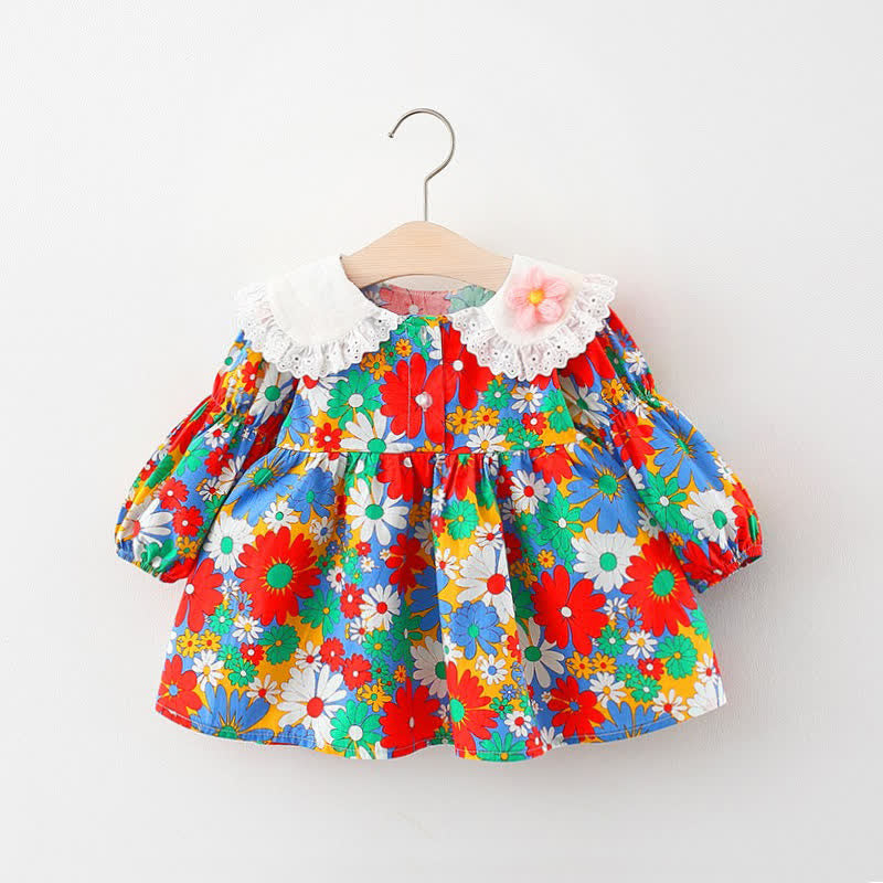 Baby Flower Garden Lapel Collar Dress