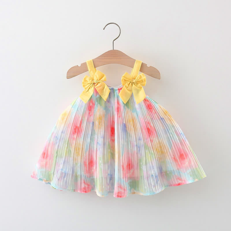 Baby Bow-knot Strap Floral Ruffle Dress