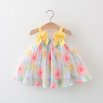 Baby Bow-knot Strap Floral Ruffle Dress