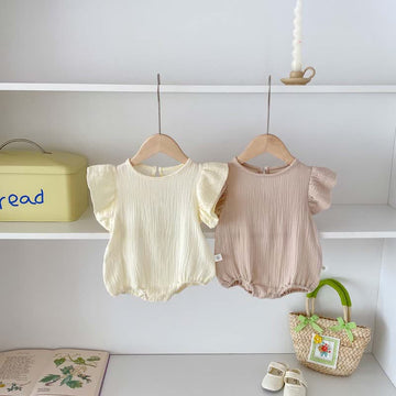 Baby Ruffled Sleeve Solid Color Bodysuit