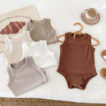 Baby Solid Color Ribbed Sleeveless Bodysuit