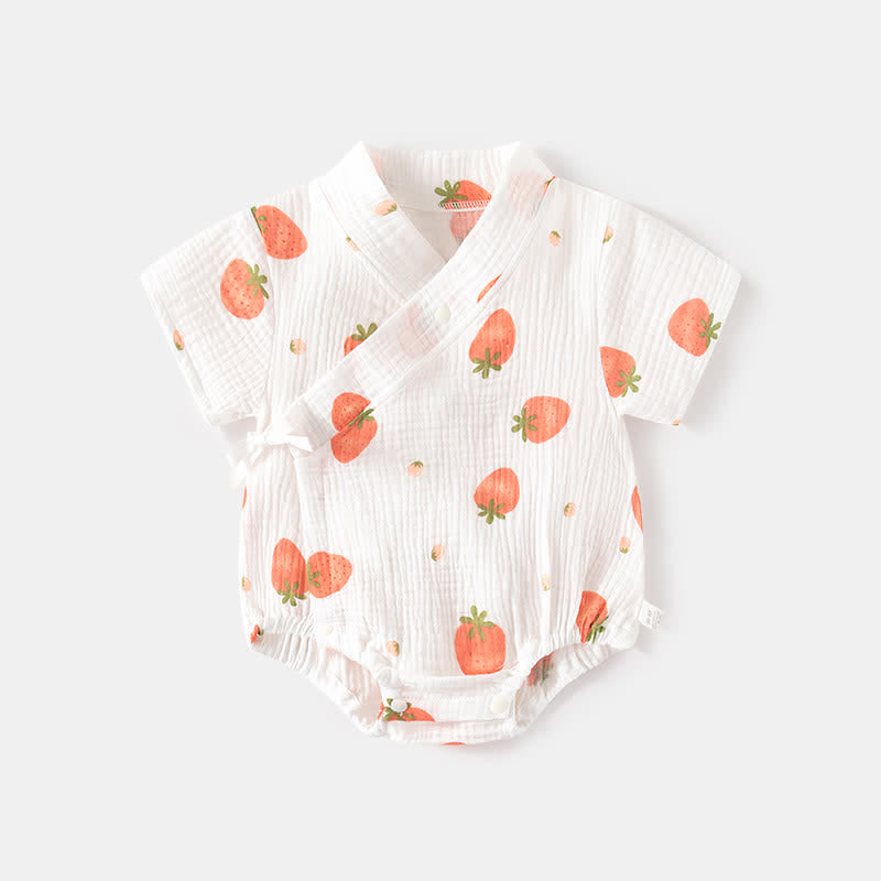 Baby Strawberry Kimono White Bodysuit