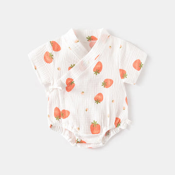 Baby Strawberry Kimono White Bodysuit