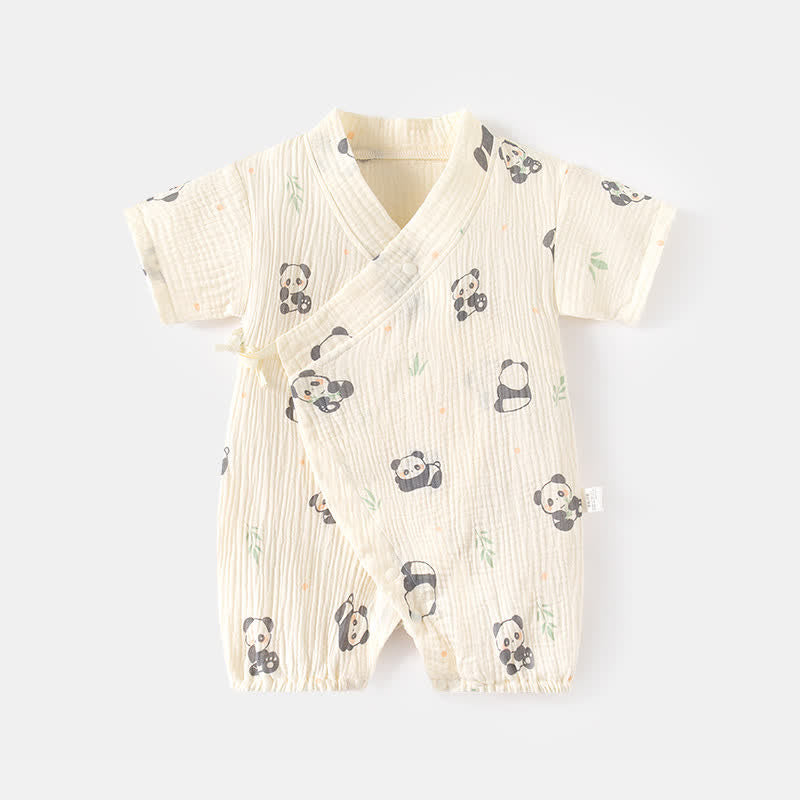 Baby Cute Panda Kimono Apricot Romper