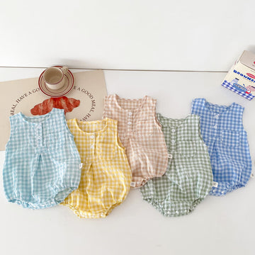 Baby Plaid Pocket Sleeveless Bodysuit