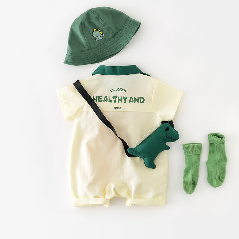 AND HEALT Baby Romper with Dinosaur Bag