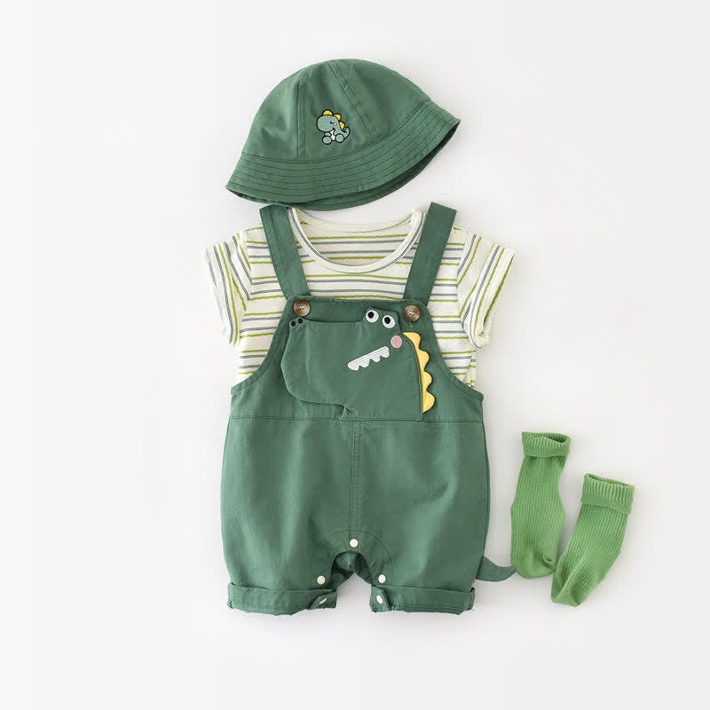 Baby 2-Piece Dinosaur Striped Green Set