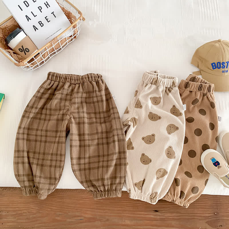 Toddler Bear Plaid Dots Jogger Pants