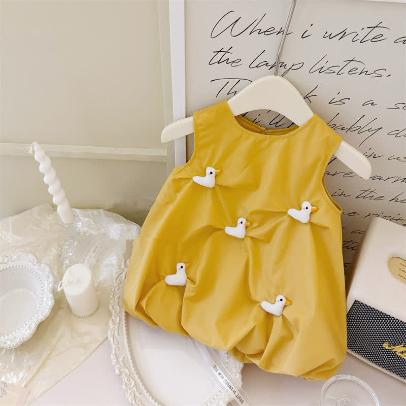 Toddler 3D Duck Yellow Sleeveless Dress