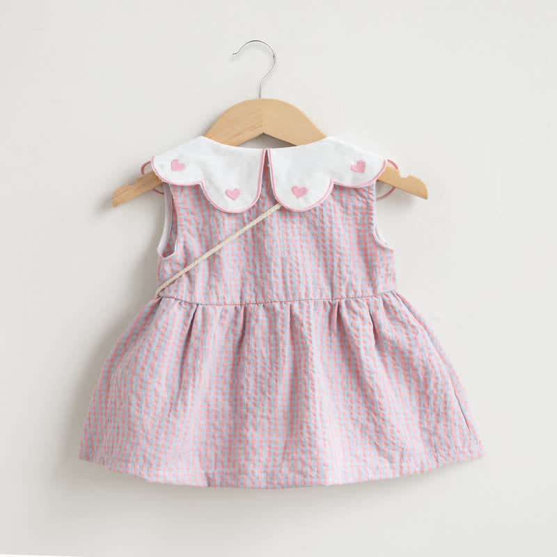 Baby Heart Plaid Dress with Bag