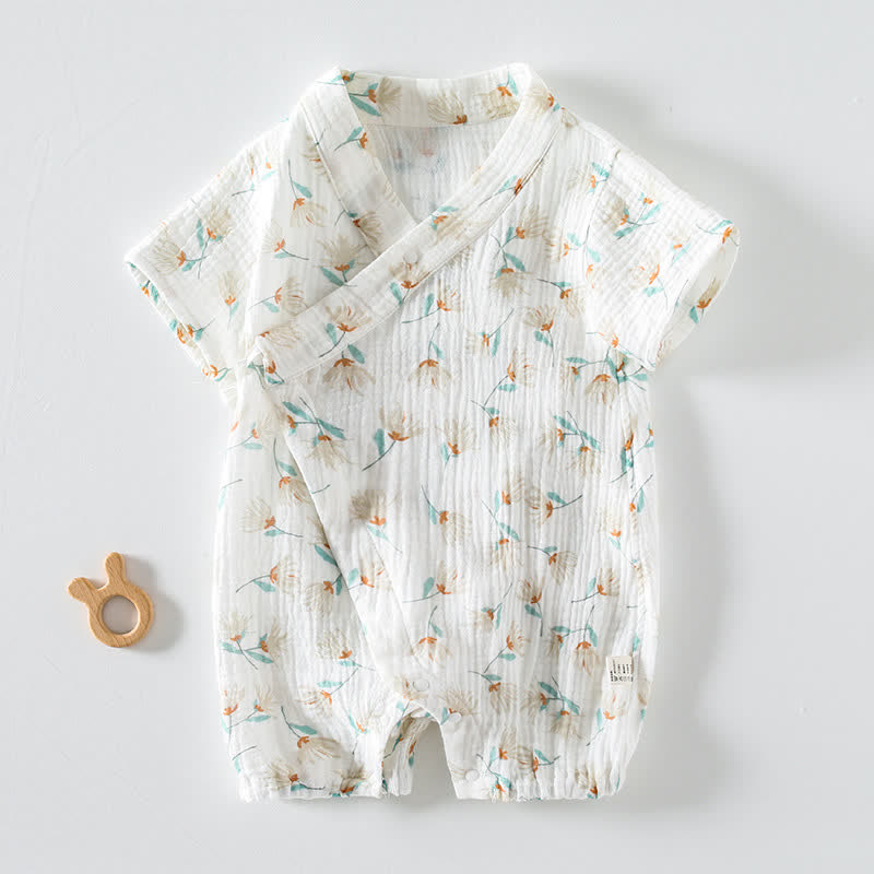 Baby Whale Flower Cherry Kimono Romper