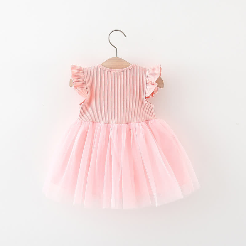 Baby Floral Tulle Ruffled Sleeveless Dress