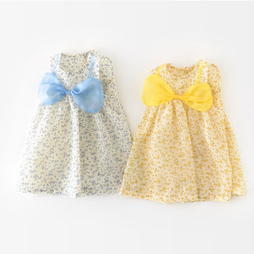 Baby Girl Bow Floral Ruffled Dress