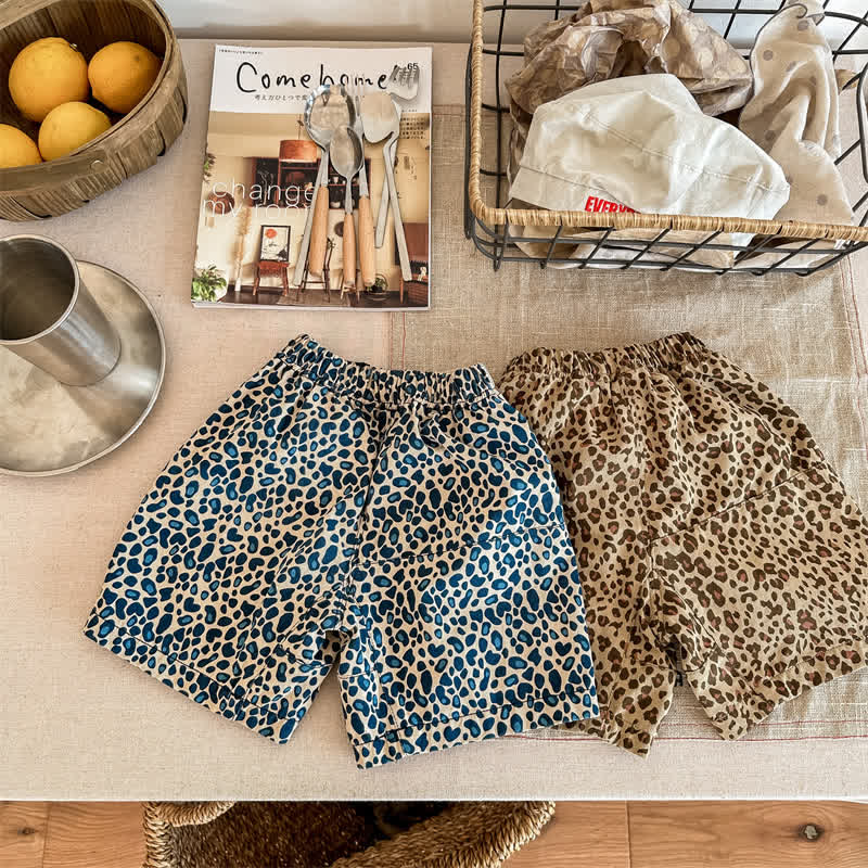 Toddler Leopard Print Splicing Shorts