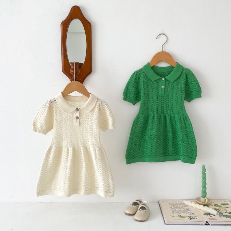 Baby Polo Hollow Out Solid Color Dress