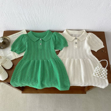 Baby Polo Hollow Out Solid Color Dress